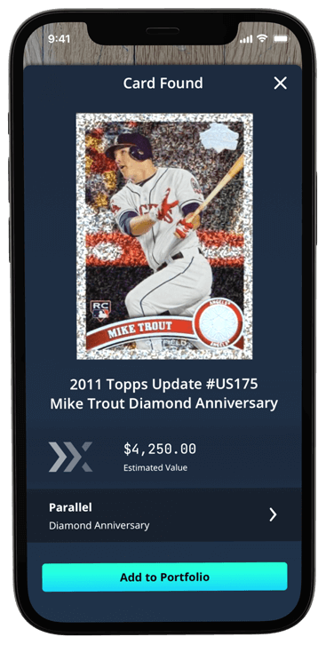 A scanned card was identified as a 2011 Mike Trout