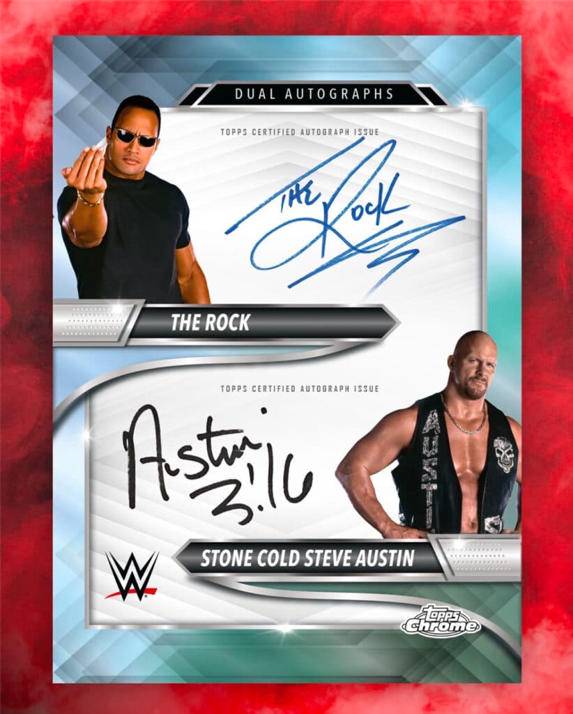 The Rock / Stone Cold Steve Austin Dual Autograph Card